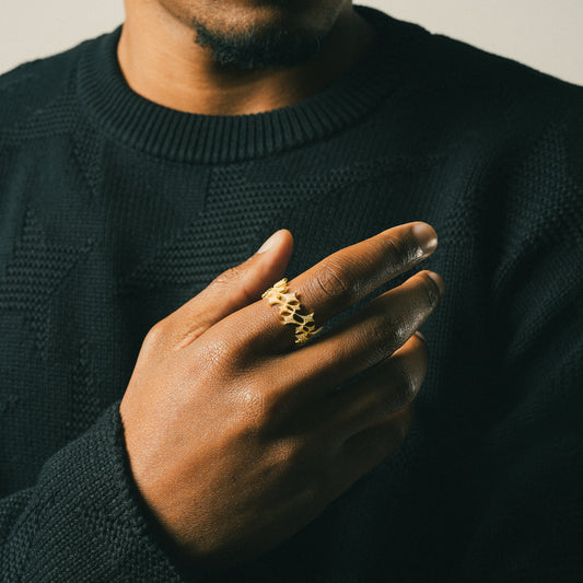 Iced Monogram Ring Gold