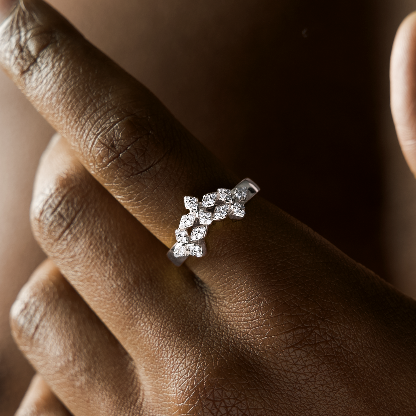 Iced triple crossed star ring - Argenté