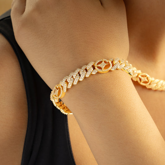 Bracelet Prong link Signature 10mm Doré
