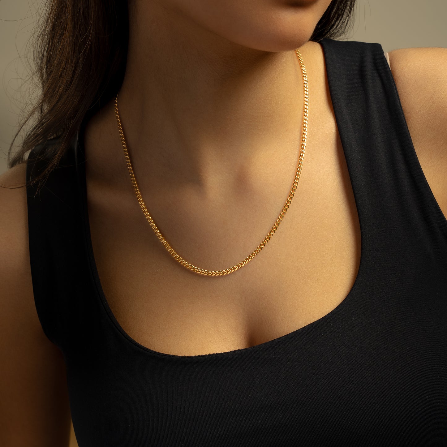 Chaîne Cuban link 3 mm dorée