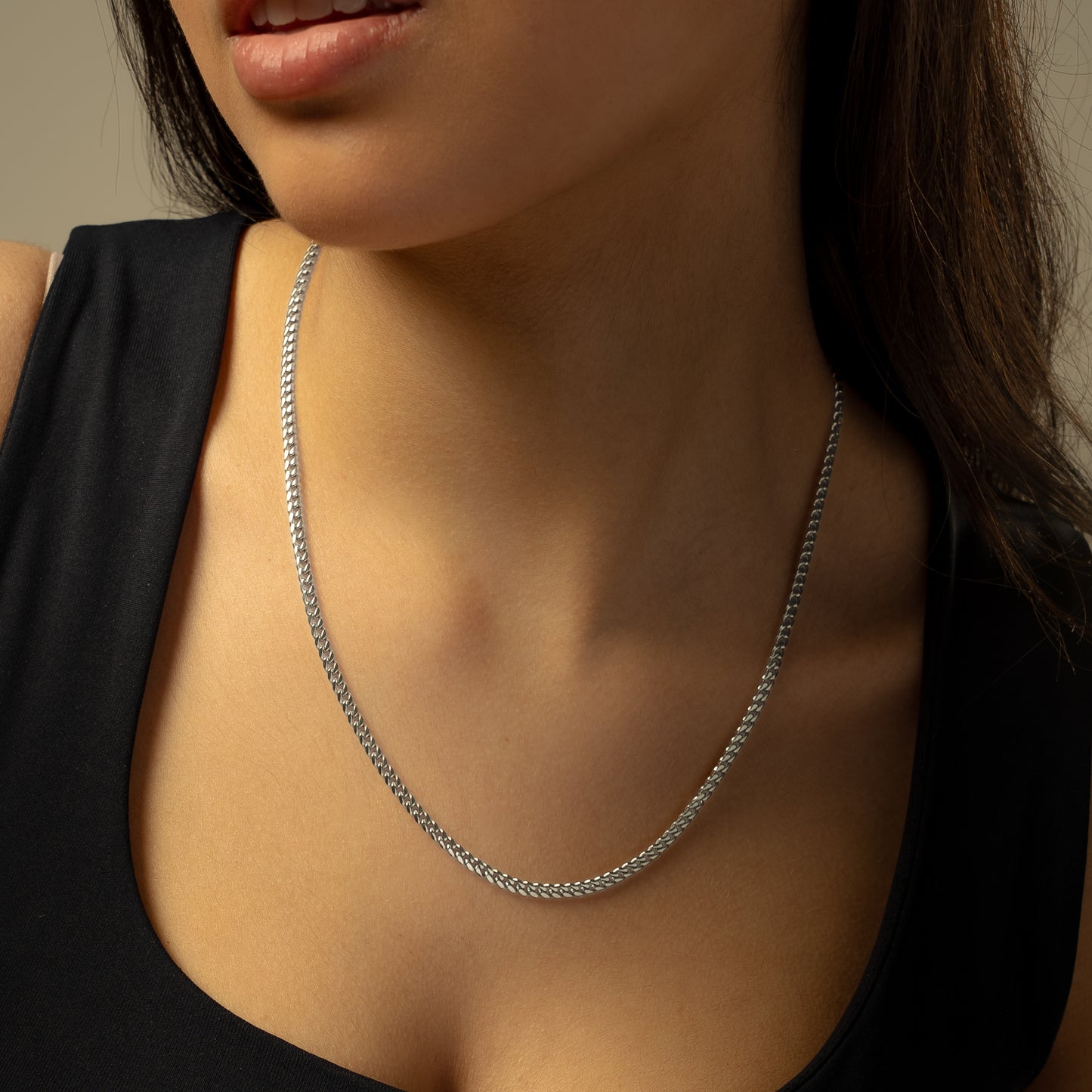 Cuban link chain 3 mm silver