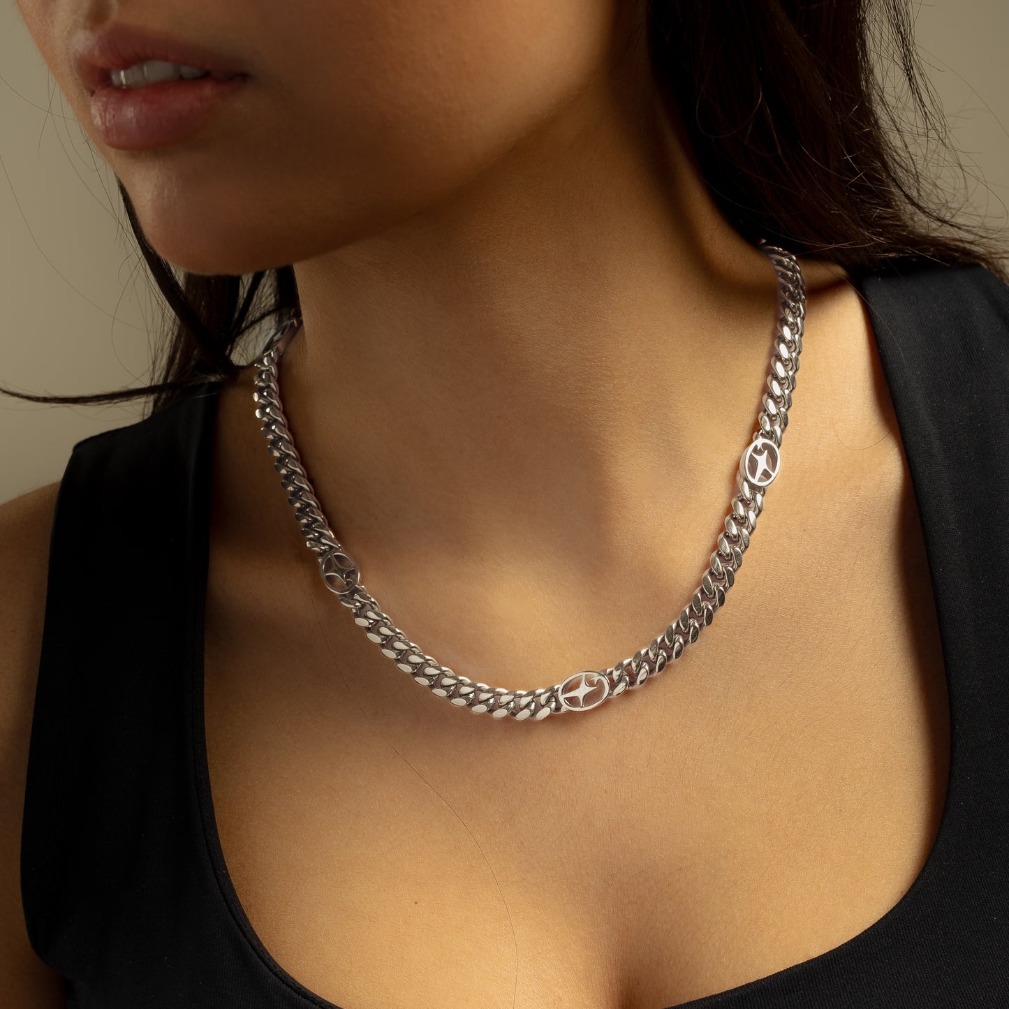 Chaîne Cuban link 8 mm Signature Argentée