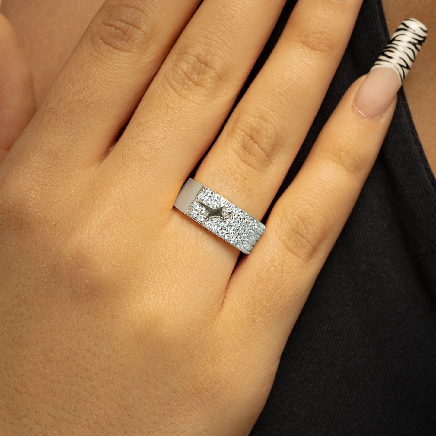 Iced band signature silver