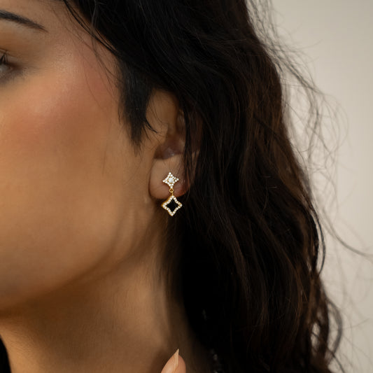 Stars & Flowers gold earrings - Black