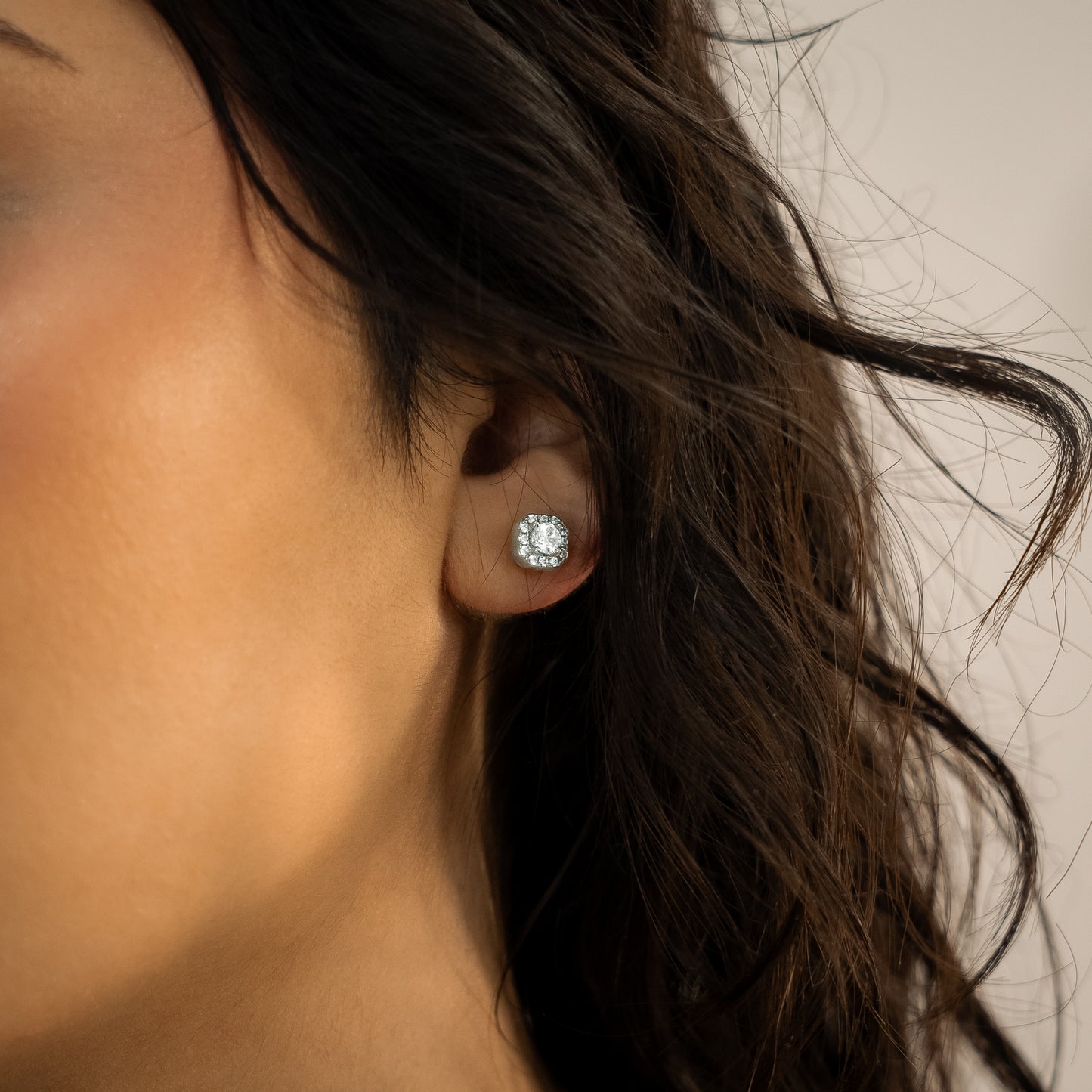 Clustered tennis silver earrings