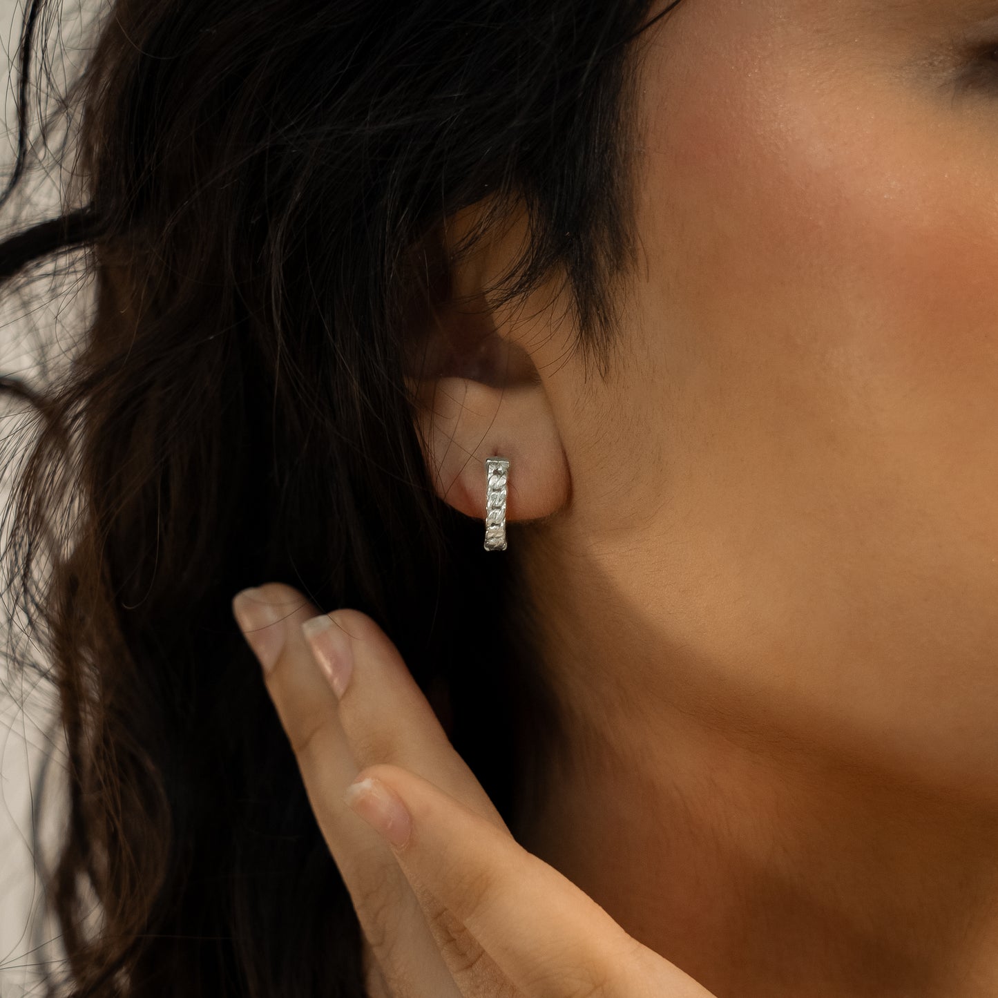 Cuban link earrings argentées