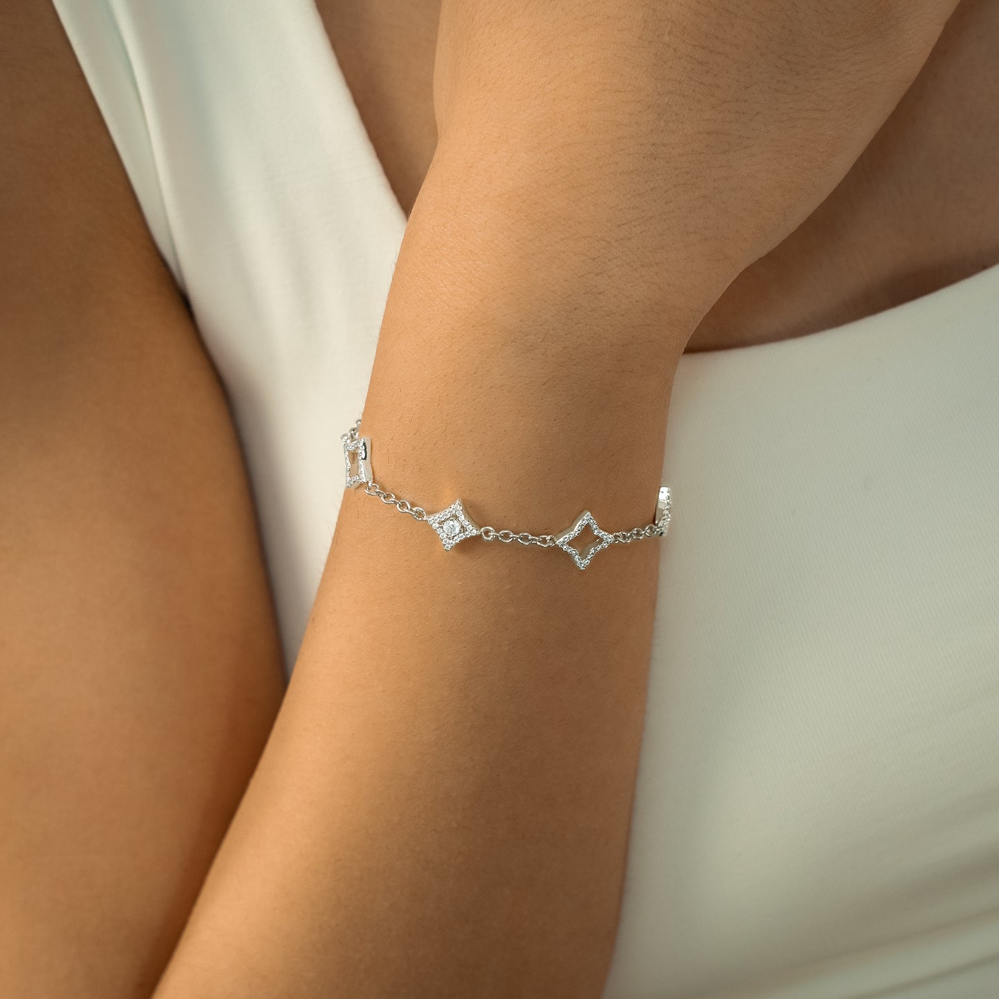 Bracelet Mixed Star & Flower Argenté