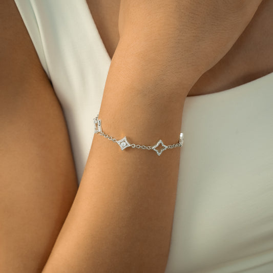 Bracelet Mixed Star & Flower Argenté