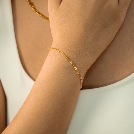 Bracelet Cuban link 2 mm doré