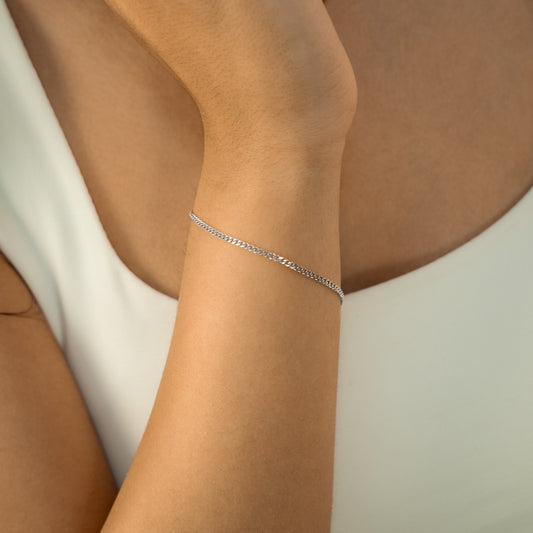 Bracelet Cuban link 2 mm argenté