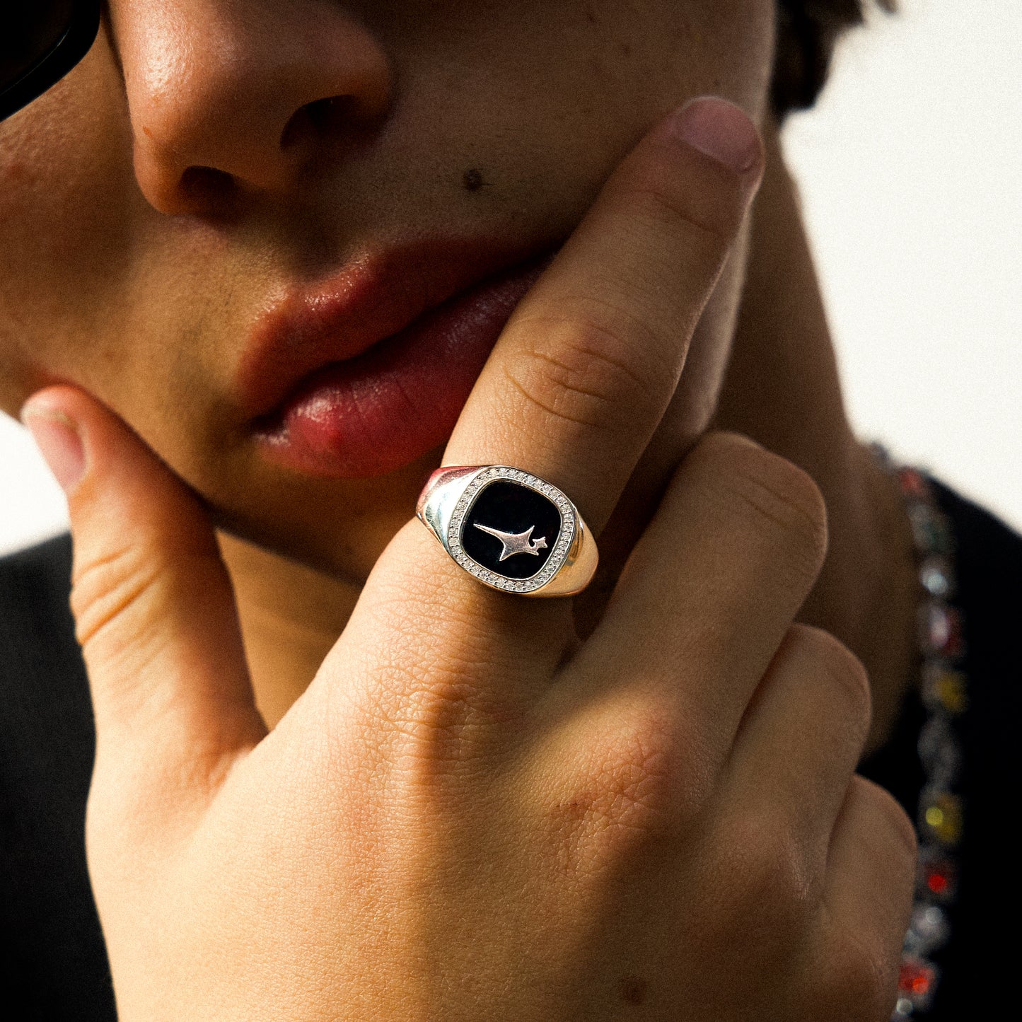 Iced Raw ring Argentée - Motif Noir