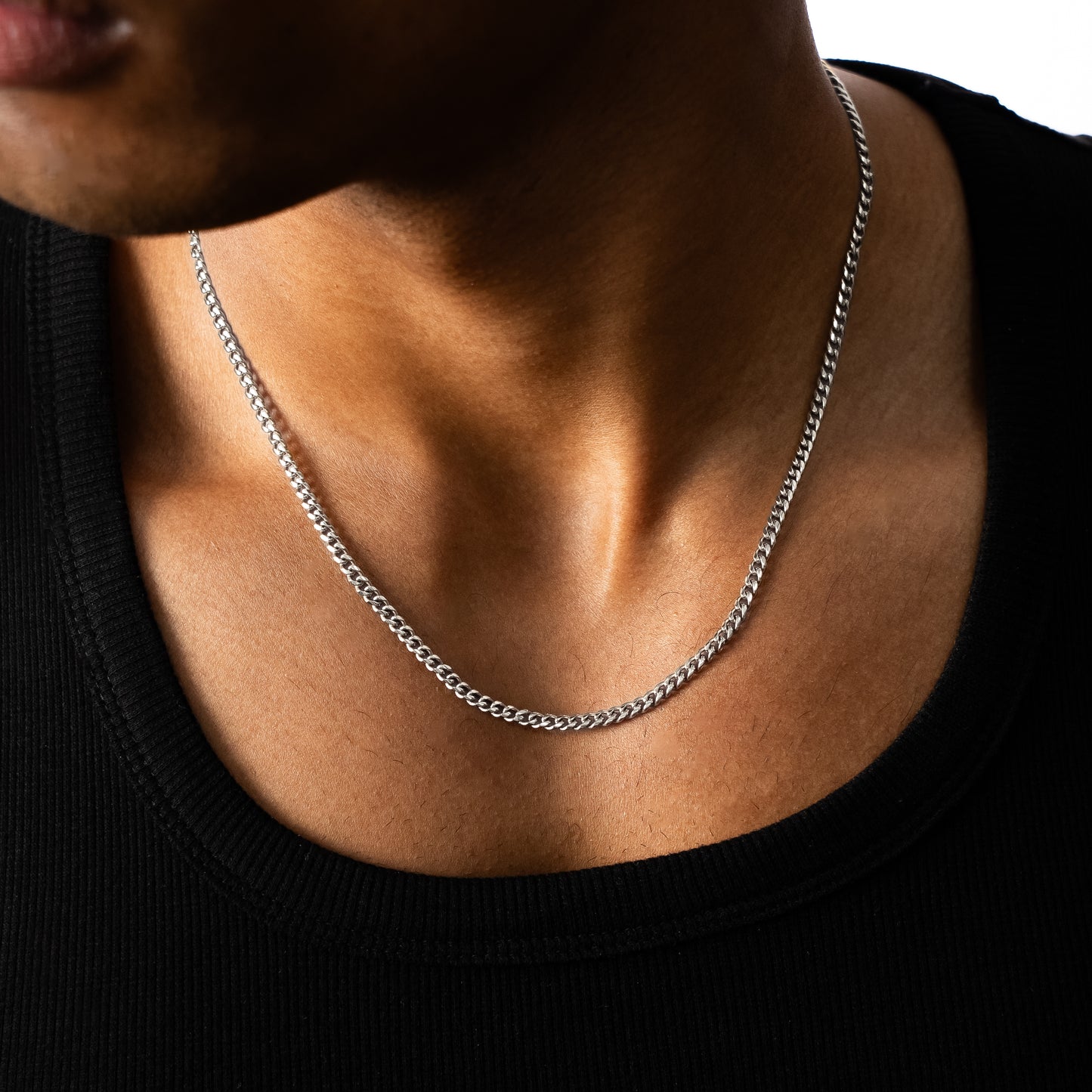 Chaîne Cuban link 3 mm argentée