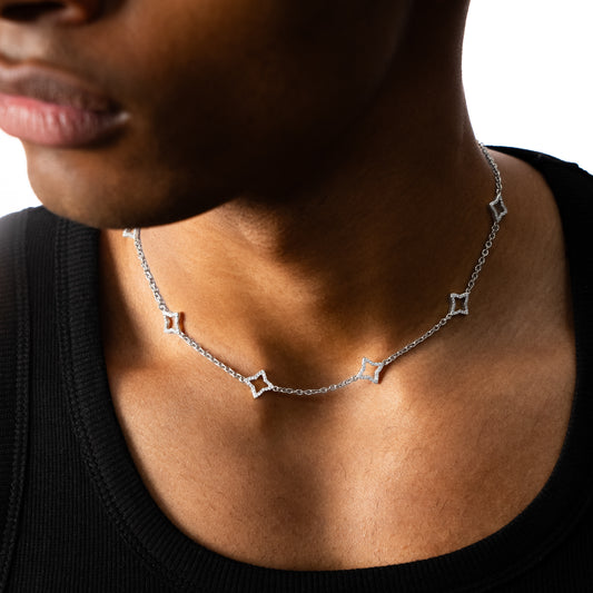 Hollow Flower Silver Chain