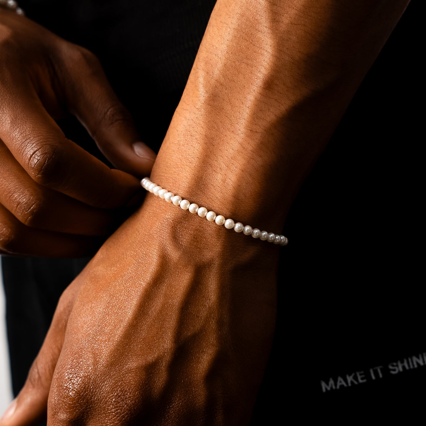 4mm silver Pearl bracelet