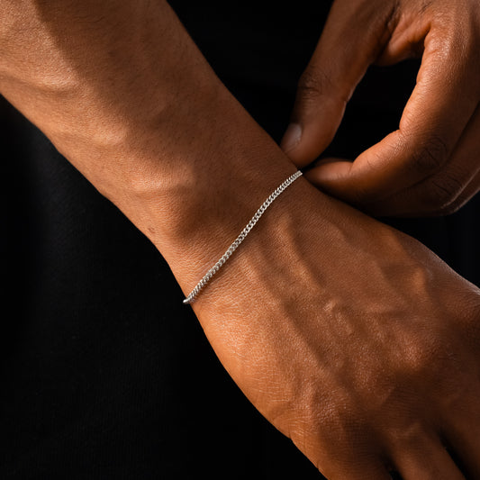 Cuban link bracelet 2 mm silver