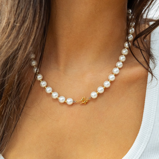 Pearl Double Stars Gold Chain