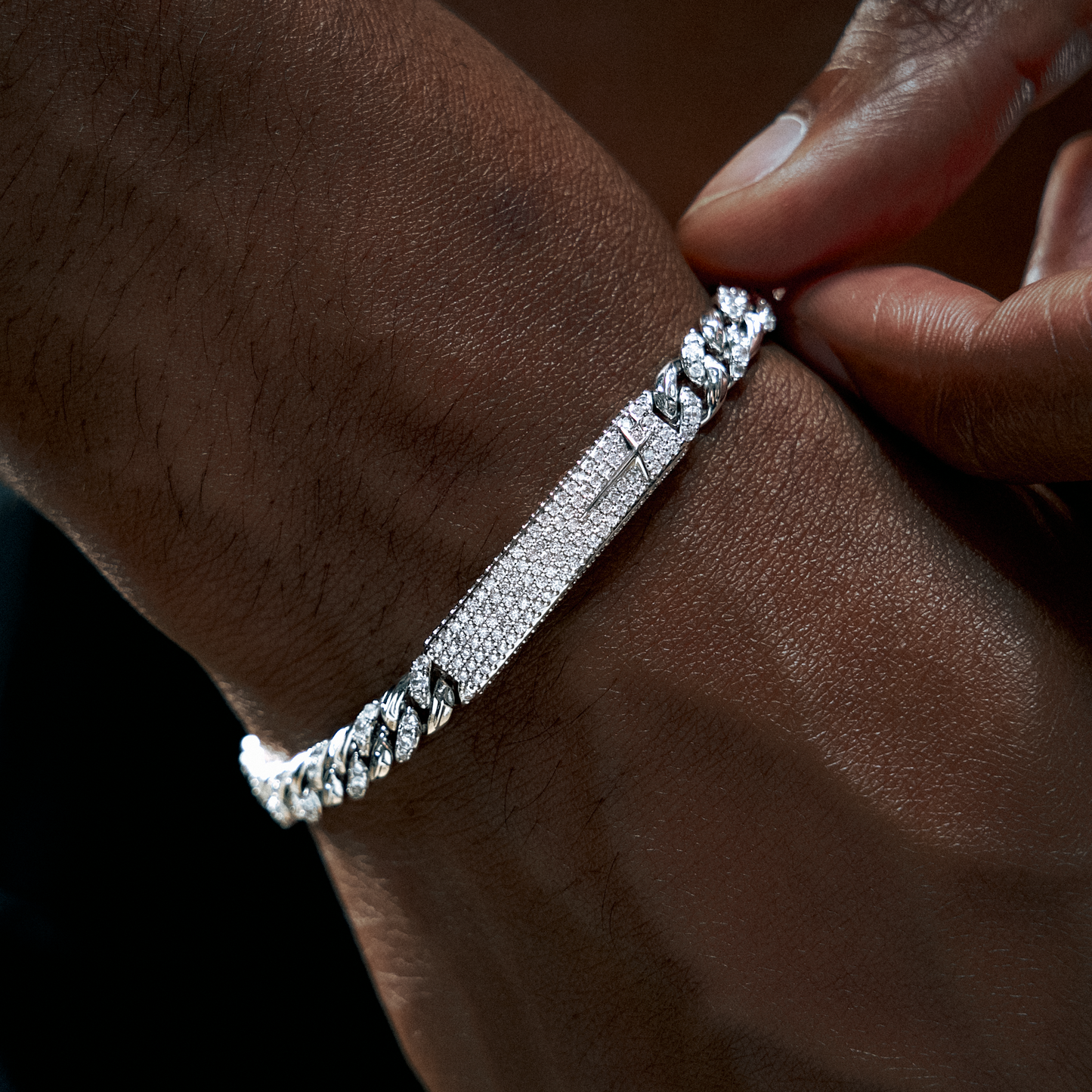 Bracelet Iced Icon Cuban link Plate 6mm 1/2 Argenté