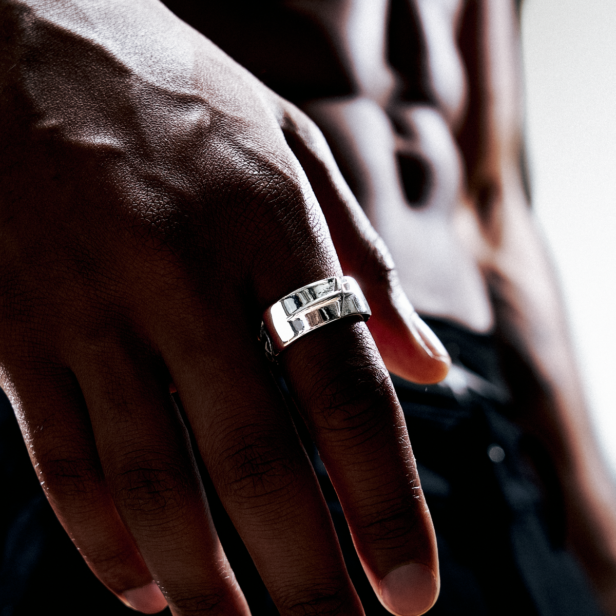 Icon Cuban link Plate ring - Argentée
