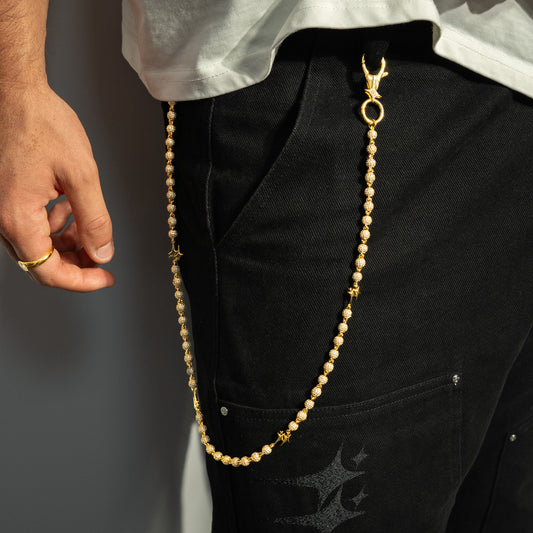 Wallet Chain Iced Bead link Signature Dorée