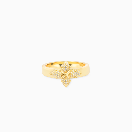 Iced crossed star ring - Doré