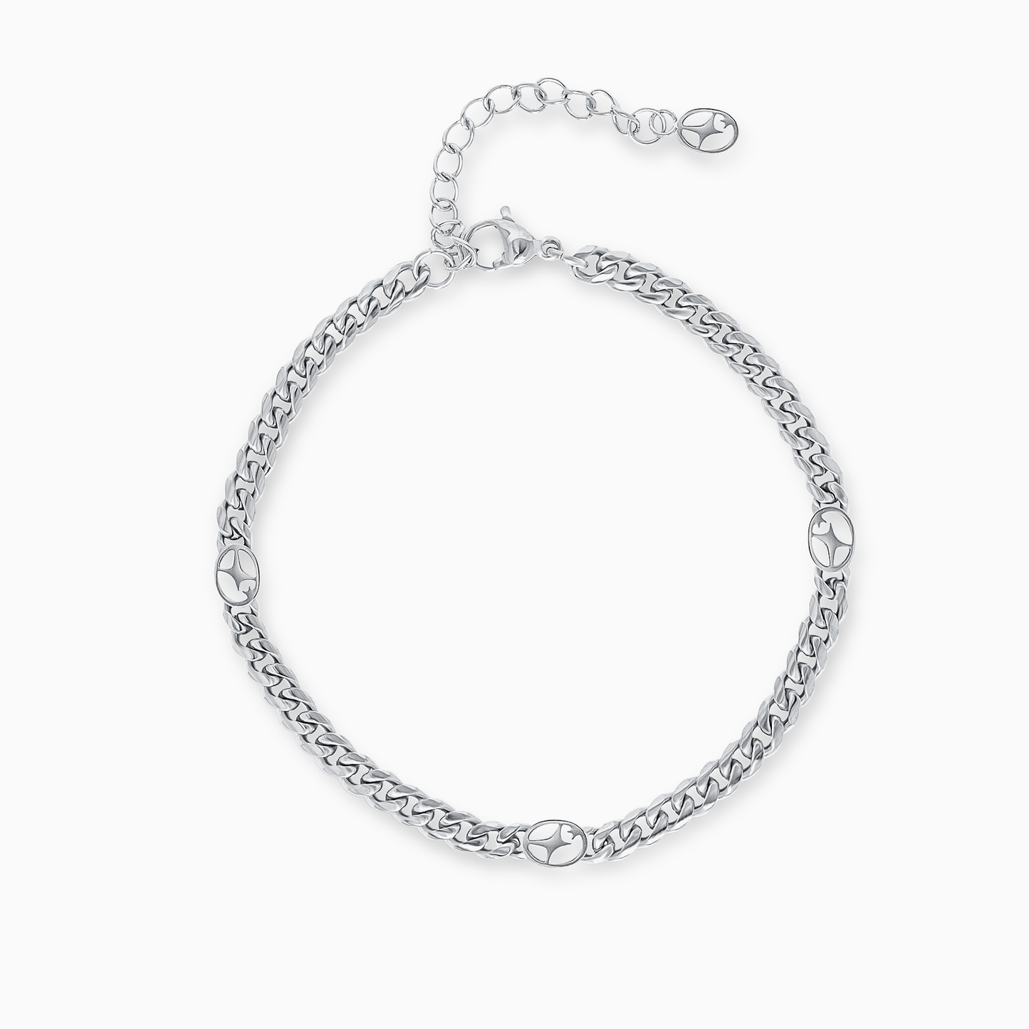 Cuban link bracelet 4 mm Signature Silver