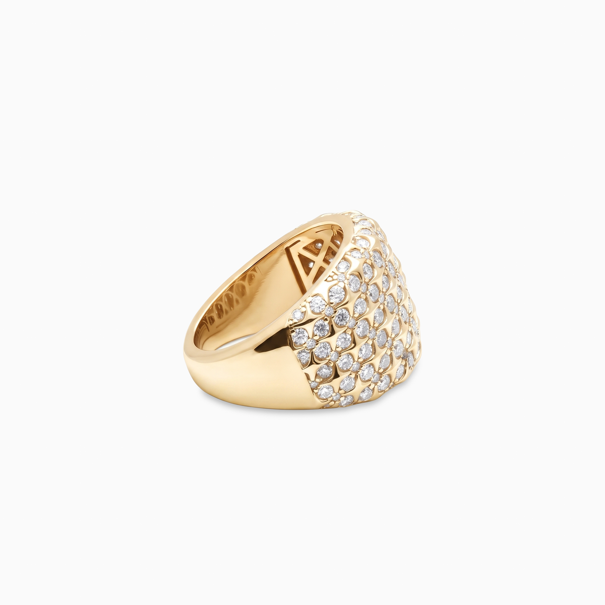Iced Starfield Round signet ring - Argent 925 / Dorure Or jaune & Moissanite VVS