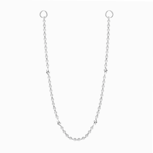 Wallet Chain Iced Bead link Signature Argentée
