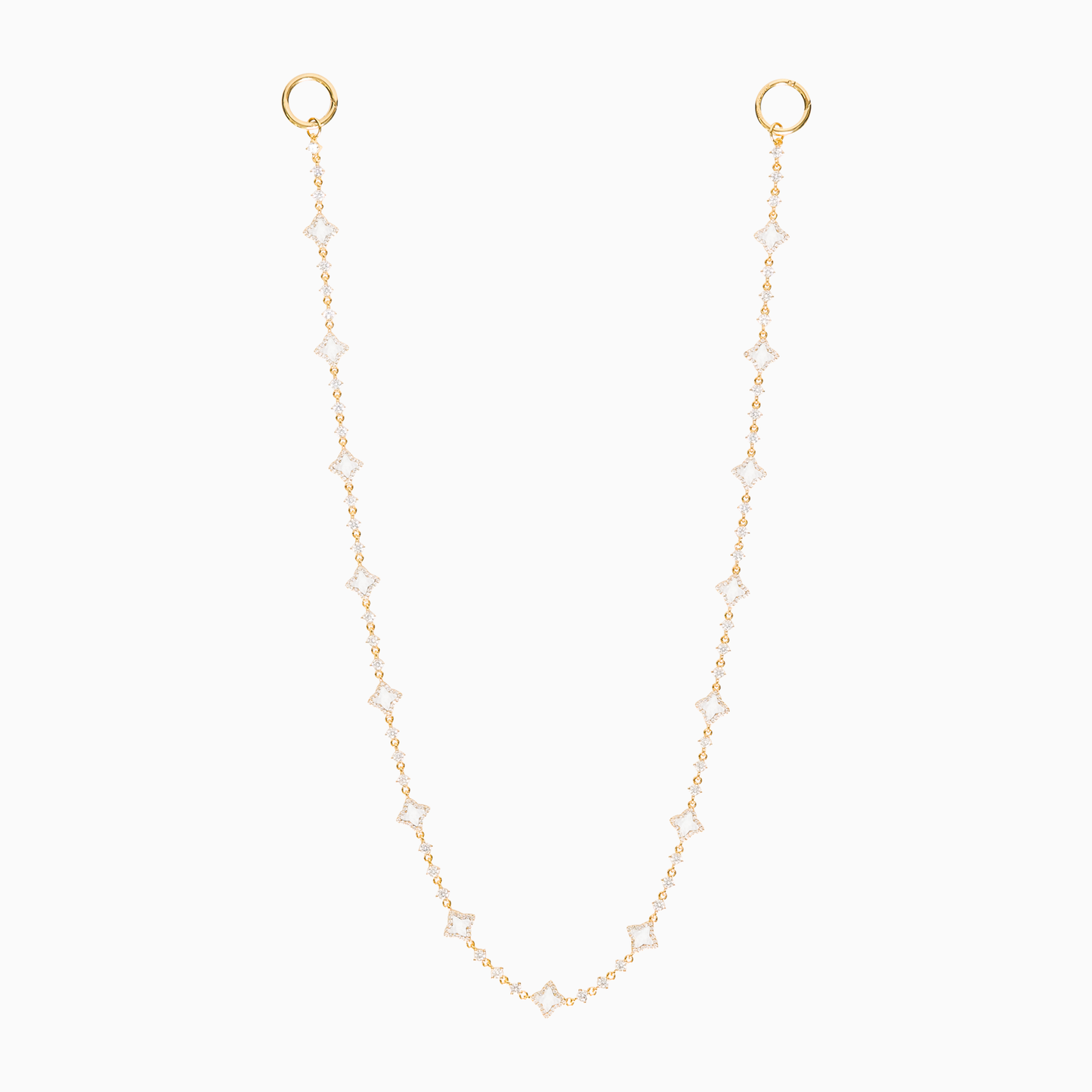Wallet Chain Flower Tennis Dorée - Motif Blanc