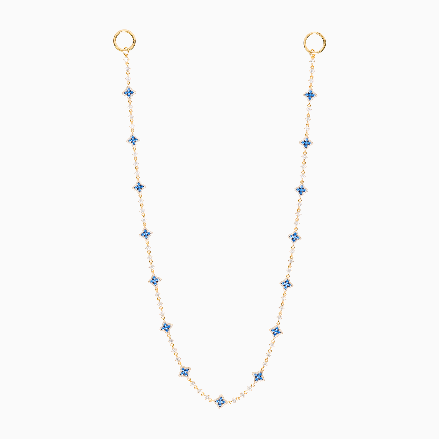 Wallet Chain Flower Tennis Dorée - Pierres Bleues