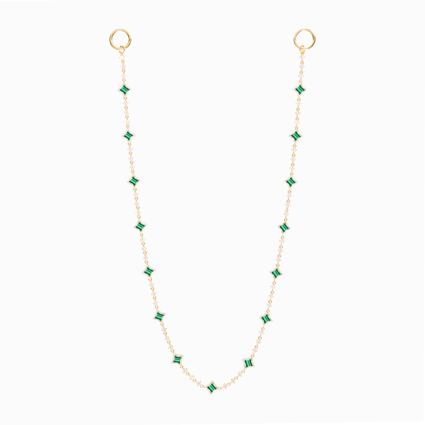 Wallet Chain Flower Tennis Dorée - Motif Vert