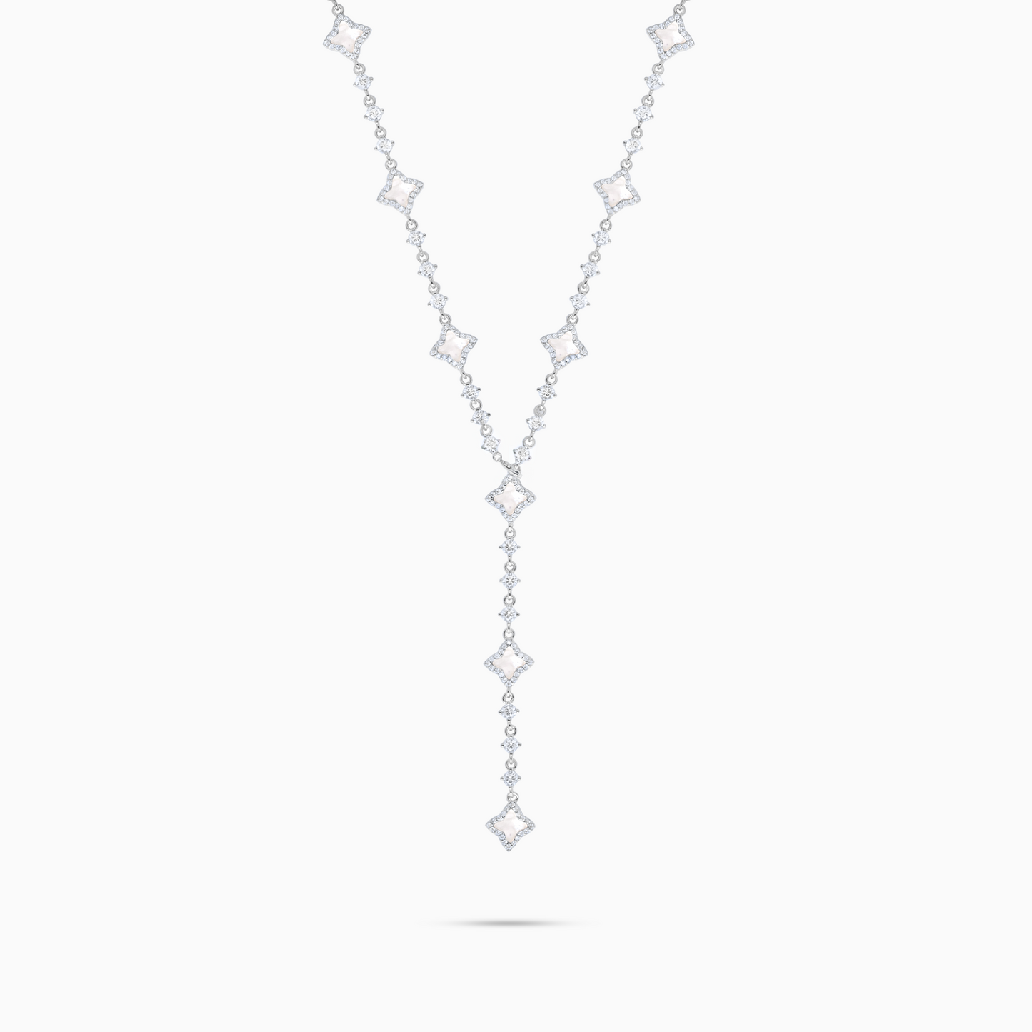 Lariat Flower Tennis Silver - White Pattern