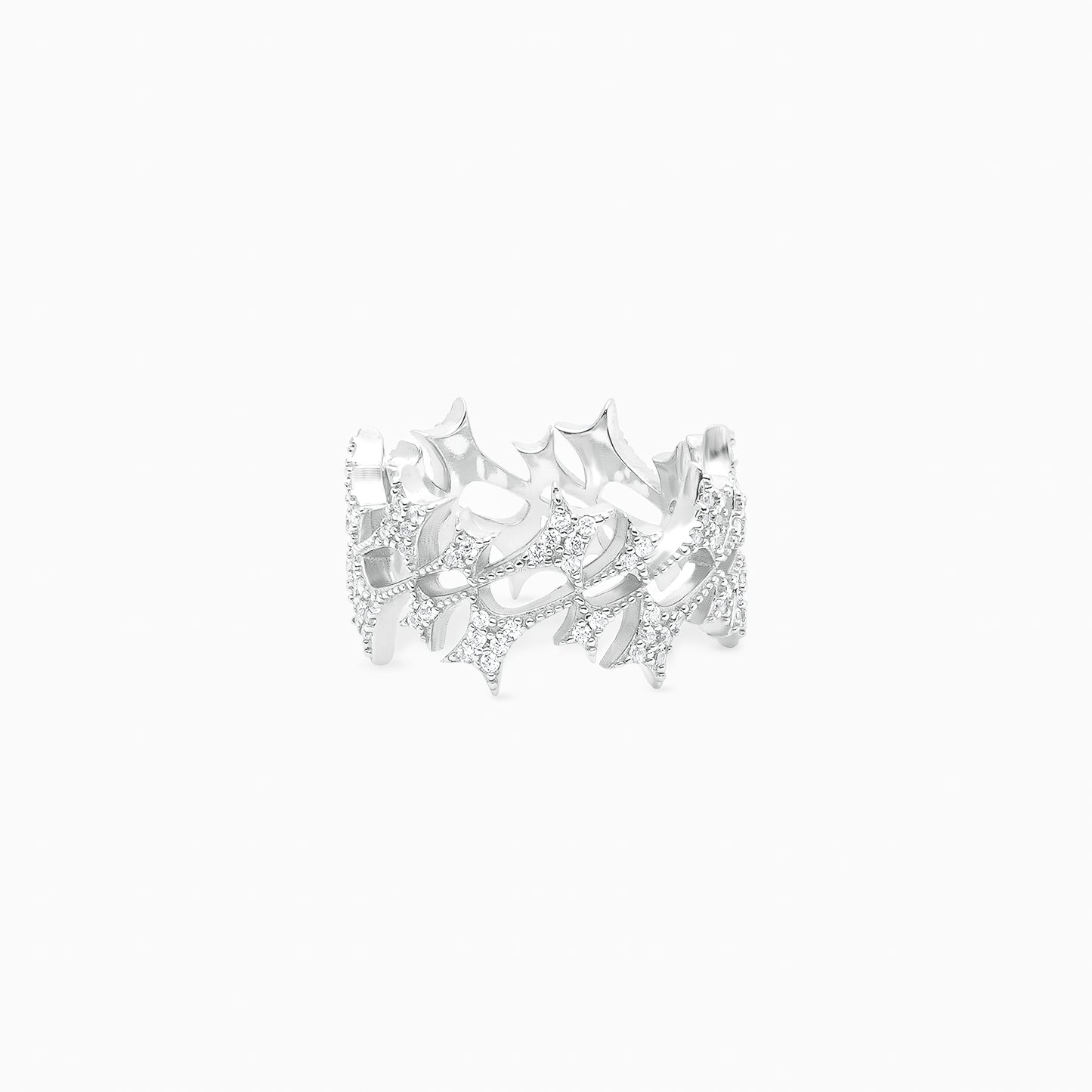 Iced Monogram Ring Argenté
