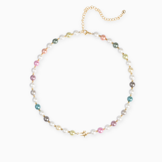 Pearl Double Stars Gold Chain - Multicolor