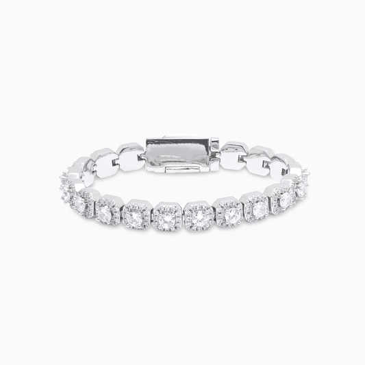 Clustered tennis bracelet 6mm silver