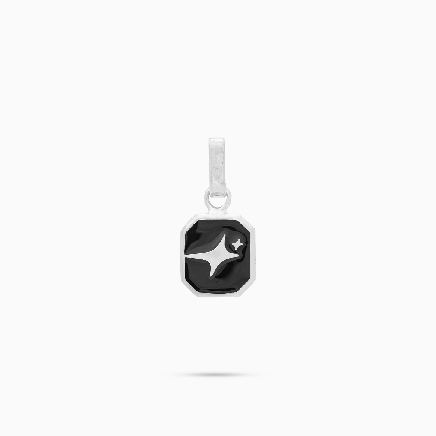 Silver Signature Square Pendant - Black