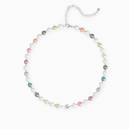 Silver Double Stars Beaded Chain - Multicolor