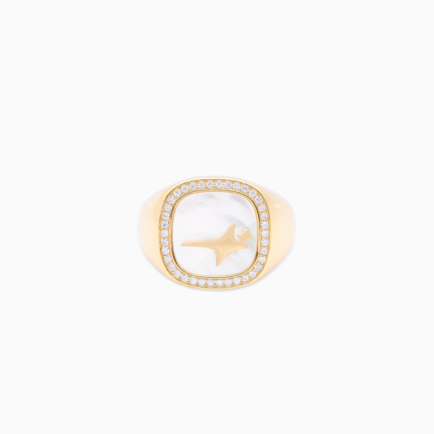 Iced Raw ring Dorée - Motif Blanc