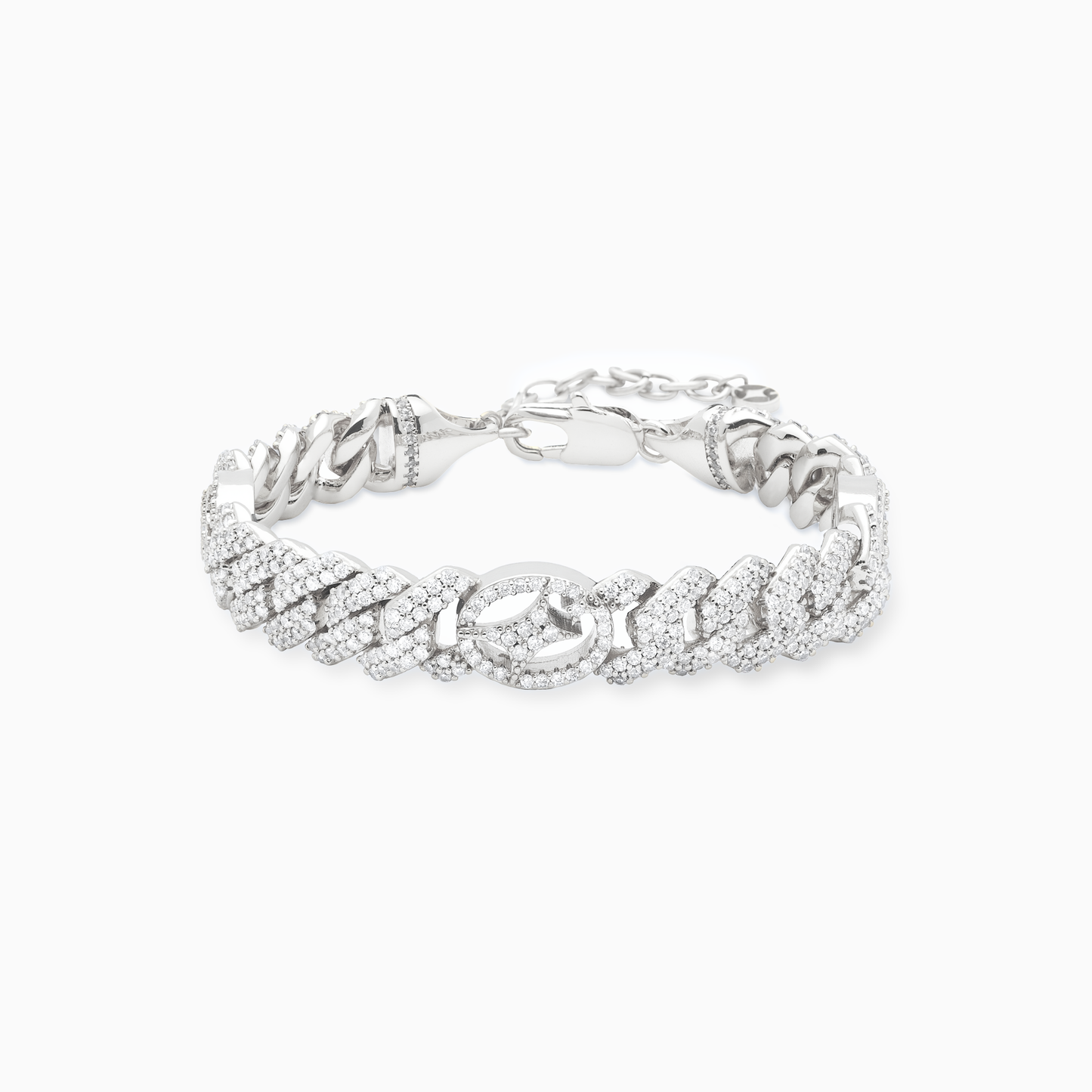 Signature Prong link Bracelet 10mm Silver