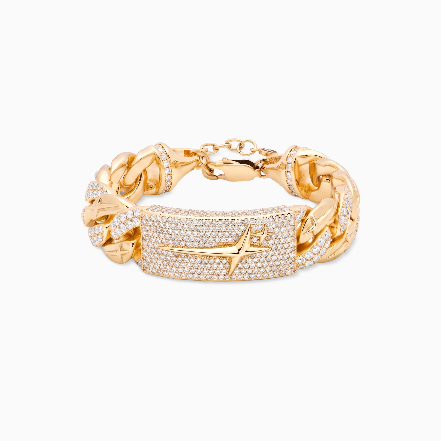 Bracelet Iced Icon Cuban link Plate 15mm 1/2 Doré