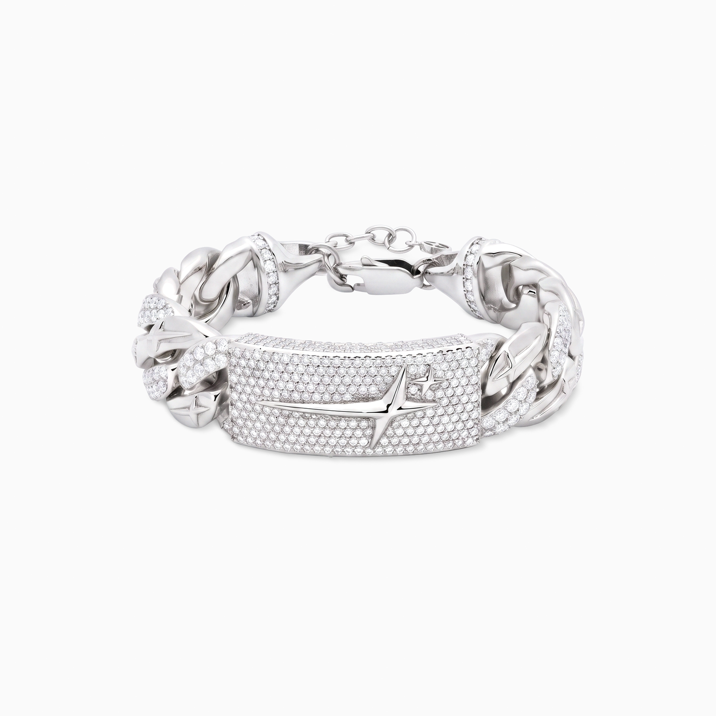 Bracelet Iced Icon Cuban link Plate 15mm 1/2 Argenté