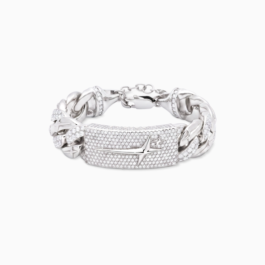 Bracelet Iced Icon Cuban link Plate 15mm 1/2 Argenté