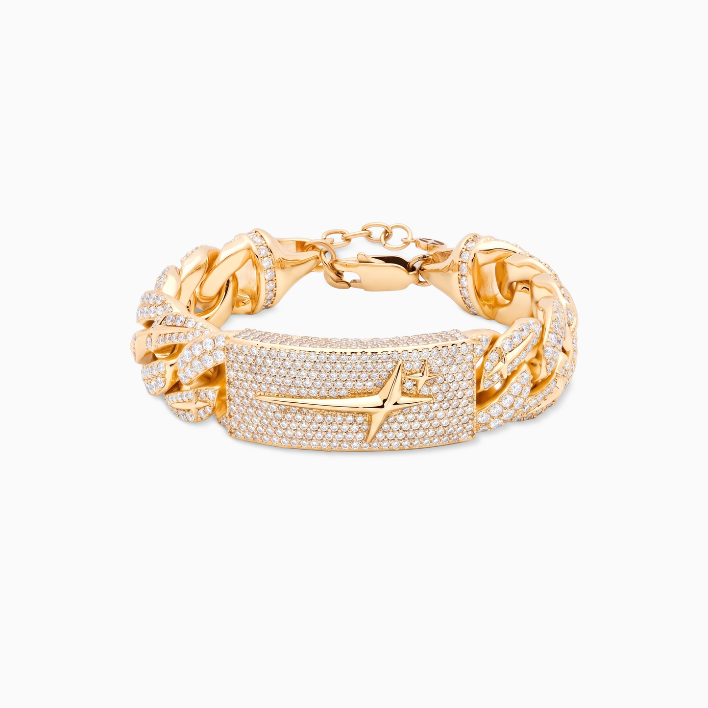 Bracelet Iced Icon Cuban link Plate 15mm Doré