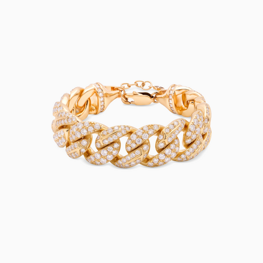 Bracelet Iced Icon Cuban link 15mm - Doré