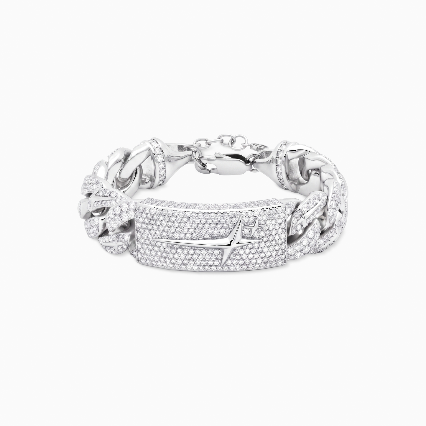 Bracelet Iced Icon Cuban link Plate 15mm Argenté