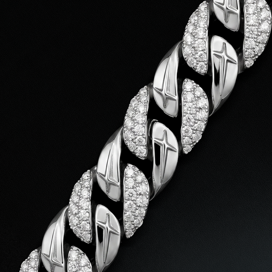 Iced Icon Cuban Link Plate Bracelet 15mm 1/2 Silver