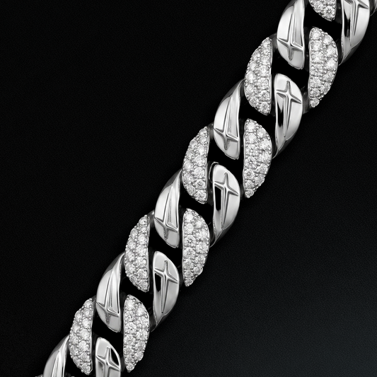 Iced Icon Cuban Link Plate Bracelet 8mm 1/2 Silver