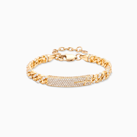Bracelet Iced Icon Cuban link Plate 6mm 1/2 Doré