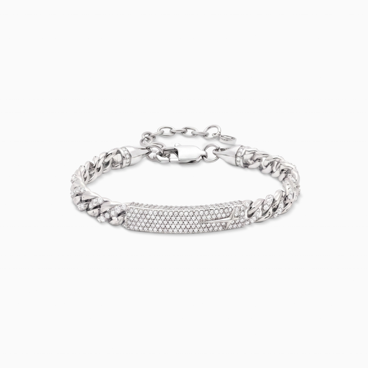Bracelet Iced Icon Cuban link Plate 6mm 1/2 Argenté