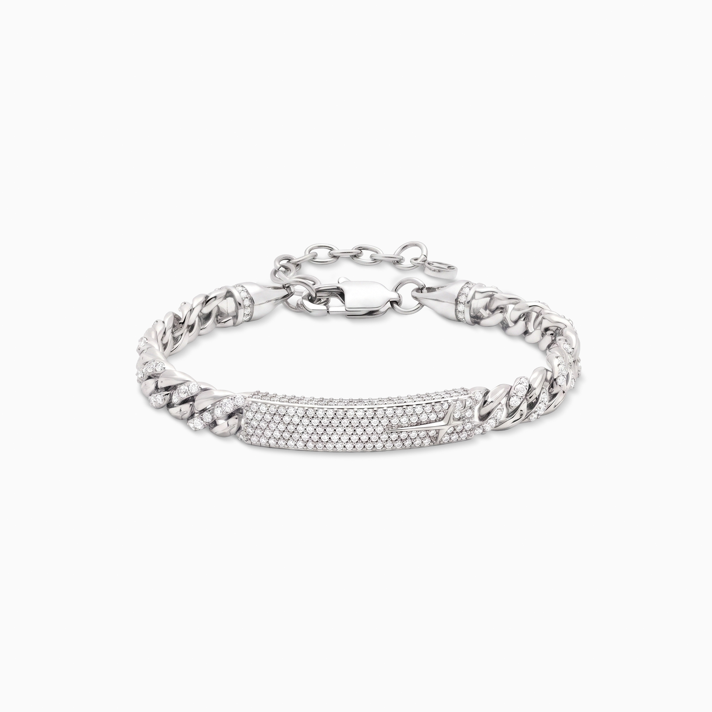 Bracelet Iced Icon Cuban link Plate 6mm 1/2 Argenté