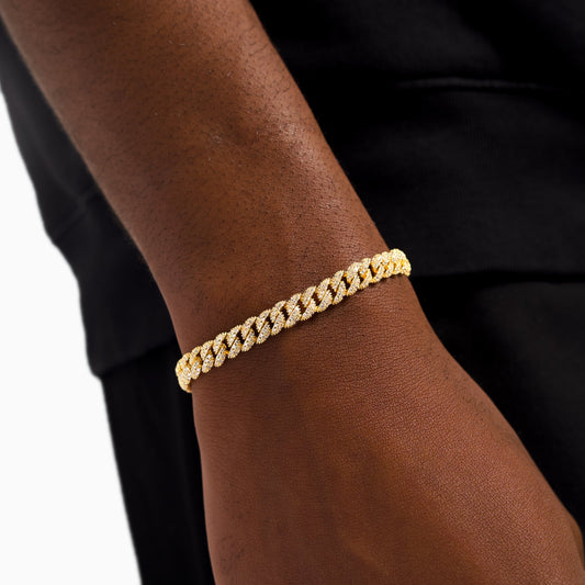 Bracelet Iced Cuban link 6,8 mm doré